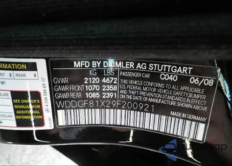 2009 Mercedes-Benz C300 4 Matic из США, поврежденный, VIN WDDGF81X29F200921